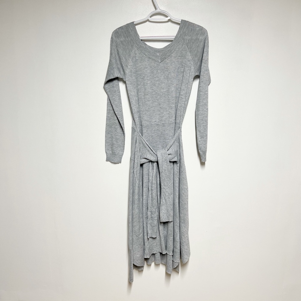 Lauren Vidal Soft Grey Tie waist Sweater Dress Women’s M